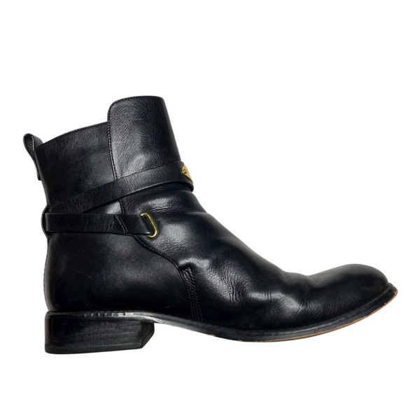 MICHAEL MICHAEL KORS Arley Ankle Boots Leather Black Gold Size 9.5M - Picture 7 of 14